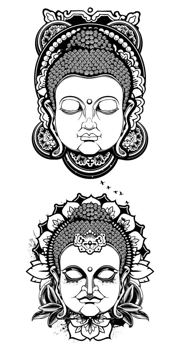 600x1149 Buddha Head Vector Images - Buddha Head Line Drawing