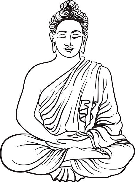455x612 Royalty Free Buddha Line Drawings Clip Art Vector Images - Buddha Line Drawing