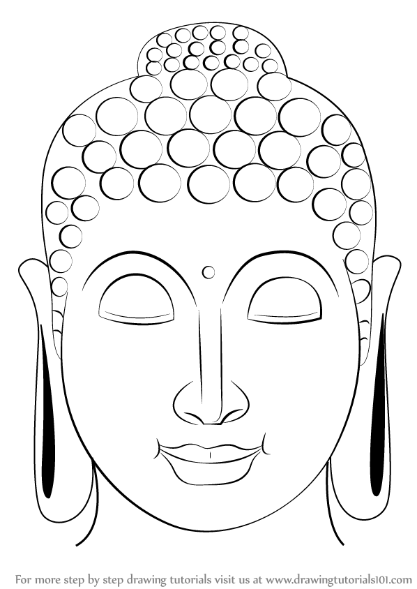 598x844 Learn How To Draw Buddha Face - Buddha Outline Drawing