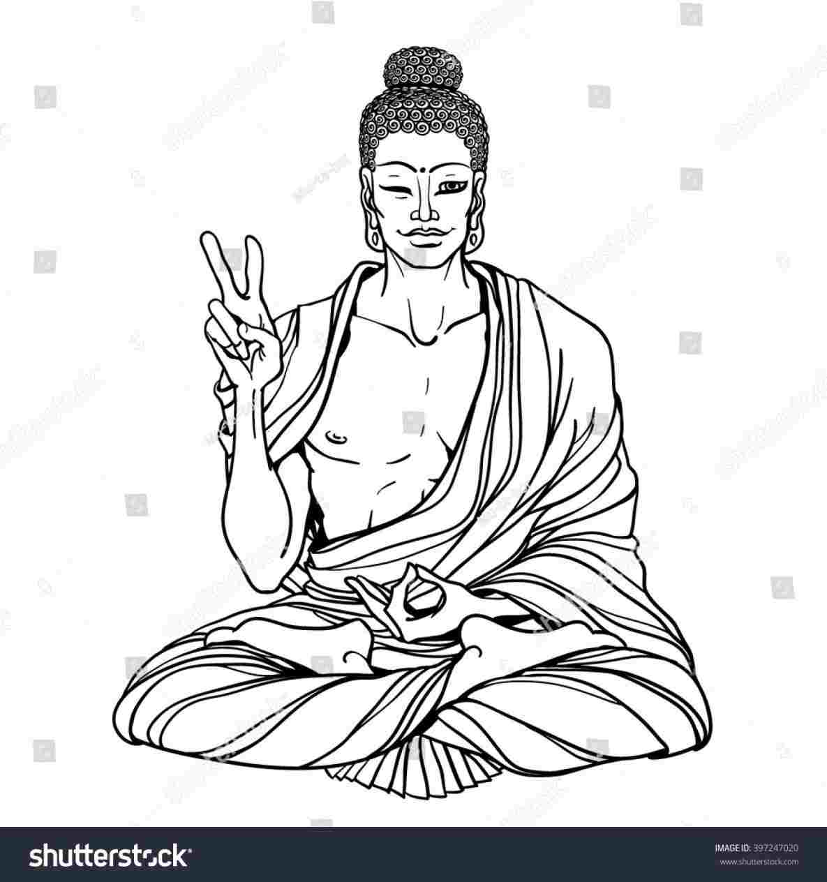 1185x1264 Buddha Pictures To Draw - Buddha Outline Drawing