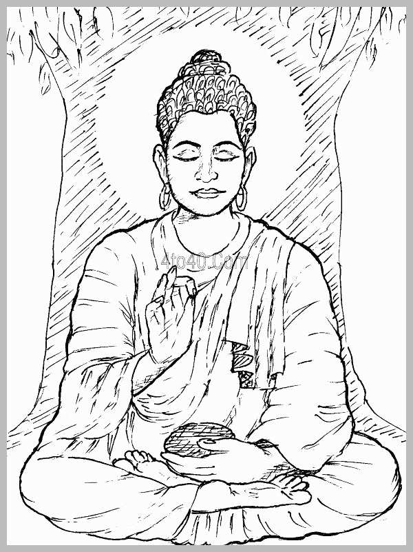 600x801 Good Pictures Of Buddha Coloring - Buddha Outline Drawing