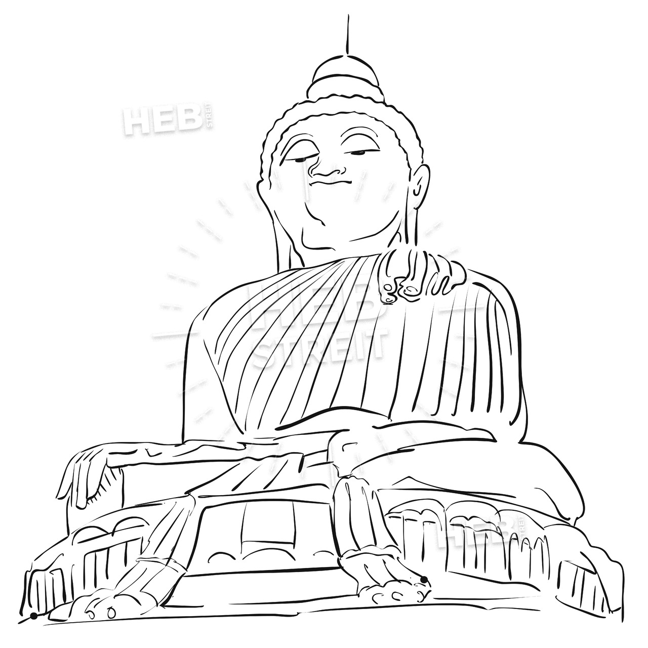 1280x1280 big buddha phuket outline sketch hebstreits sketches - Buddha Outline Drawing