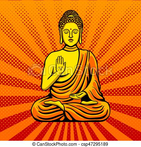 450x470 buddha statue monument pop art style vector illustration comic - Buddha Statue Drawing