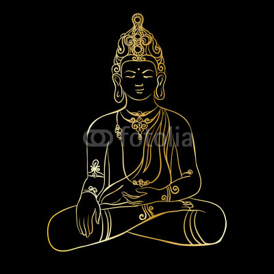 400x400 Drawing Of A Buddha Statue Art Vector Illustration Of Gautama - Buddha Statue Drawing