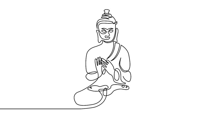 852x480 Self Drawing Animation Of One Stock Footage Video - Buddha Statue Drawing