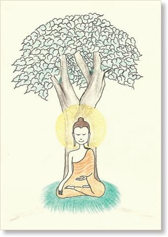 341x480 buddha seated under the bodhi tree dprinfo - Buddha Tree Drawing