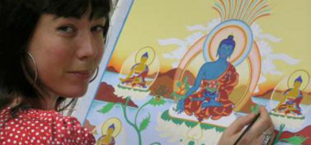 618x288 drawing the offerings of the five senses tibetan buddhist art - Buddhist Drawing