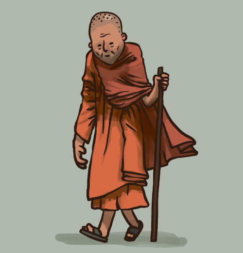 500x522 hand drawn buddhist monk vector material free download - Buddhist Monk Drawing
