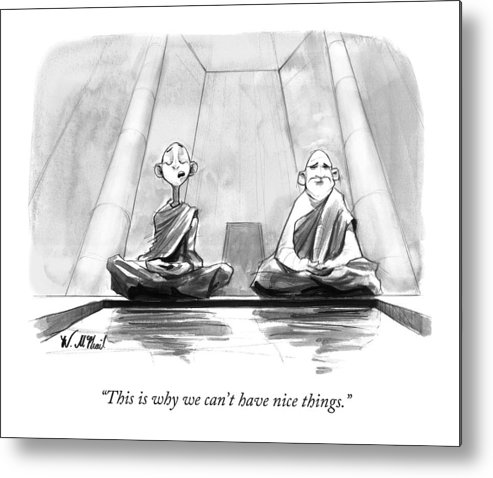 493x478 two zen buddhist monks meditate metal print - Buddhist Monk Drawing