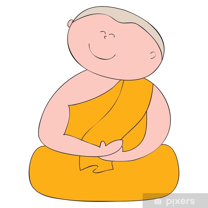 700x700 buddhist monk cartoon hand drawn sticker we live to change - Buddhist Monk Drawing