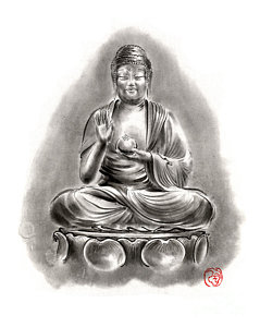 239x300 buddha medicine buddhist sumi e tibetan calligraphy original ink - Buddhist Monk Drawing