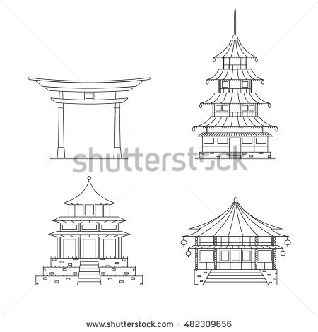 450x470 Chinese House Drawing Step - Buddhist Temple Drawing