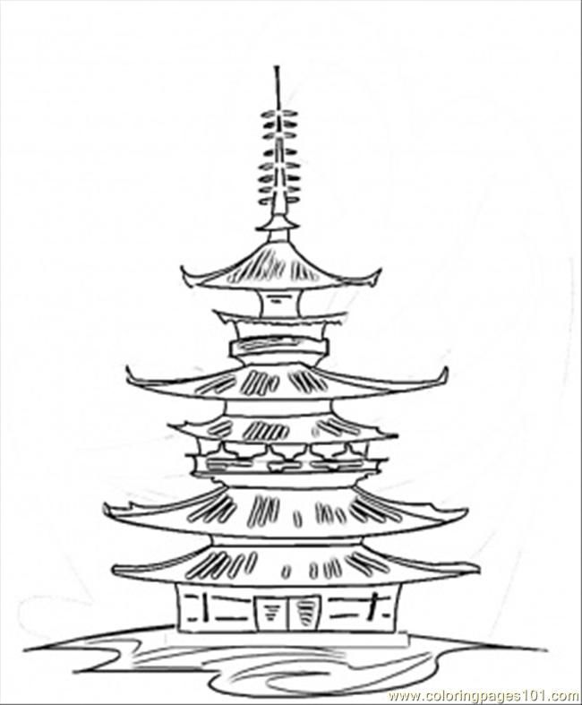 650x787 japanese shrine buddhist temple for free coloring save it - Buddhist Temple Drawing