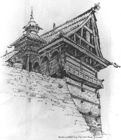 250x288 john nankivell architectural artist, drawings include himalayan - Buddhist Temple Drawing