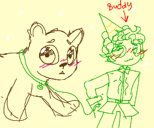 300x250 Bear Escaping Circus W Buddy The Elf Drawing - Buddy The Elf Drawing