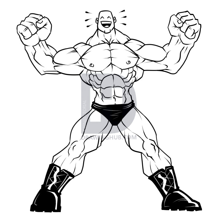 720x720 How To Draw Muscles, Step - Buff Guy Drawing