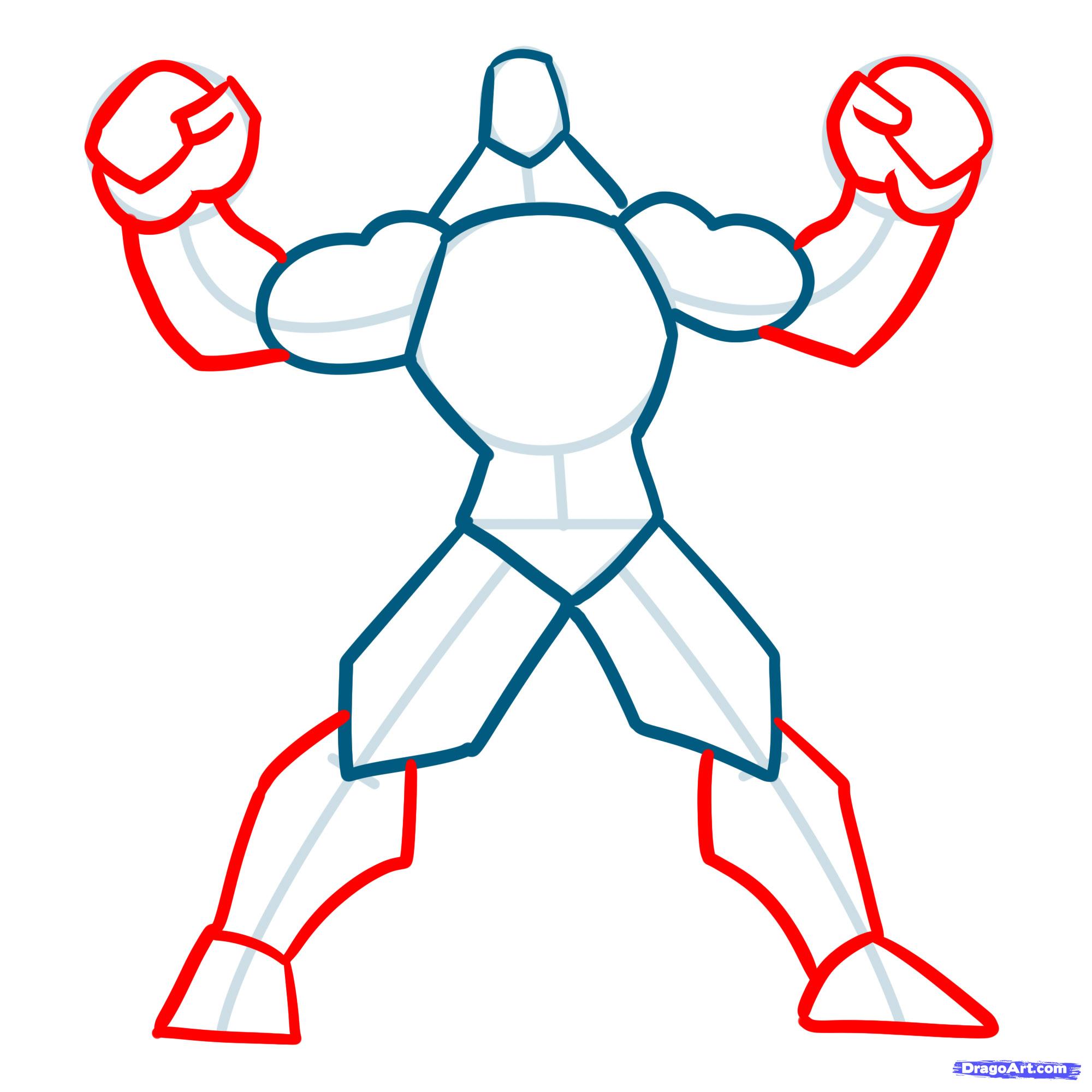 2000x2000 How To Draw Muscles, Step - Buff Guy Drawing