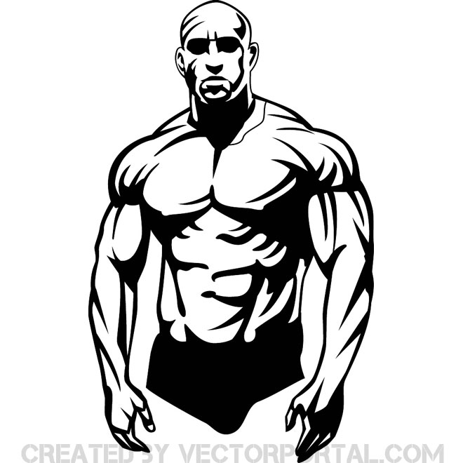 660x660 Bodybuilder Vector Clip Art - Buff Guy Drawing