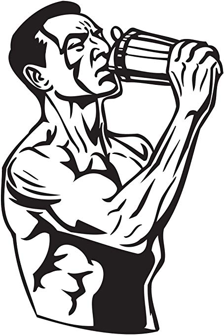 454x679 muscle buff man with protein blender vinyl decal - Buff Man Drawing