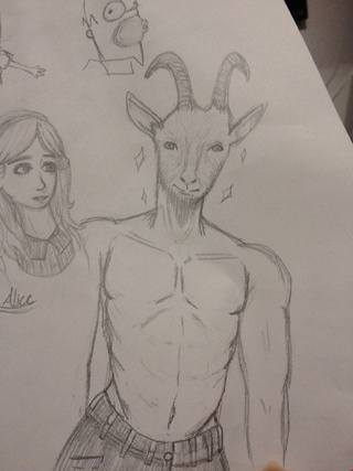 320x427 a drawing game topic a buff goat man reference used for the head - Buff Man Drawing