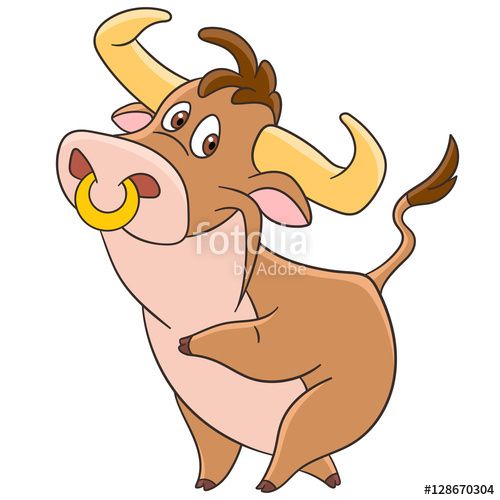 500x500 Vector Cute And Happy Cartoon American Bull - Buffalo Cartoon Drawing