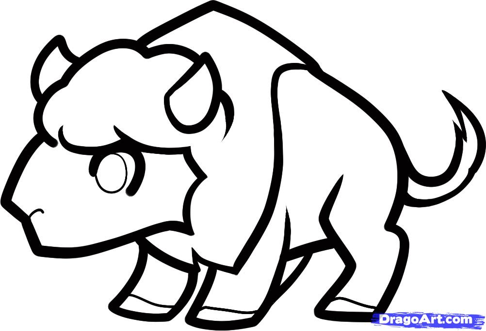1002x684 Step How To Draw A Buffalo For Kids - Buffalo Drawing For Kids