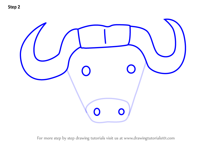 844x598 Learn How To Draw An African Buffalo Face For Kids - Buffalo Drawing Step By Step