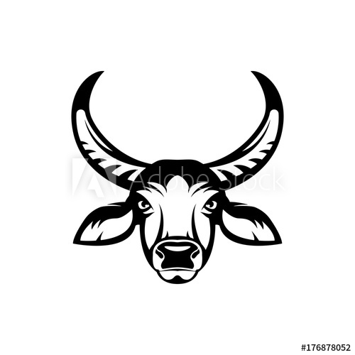 500x500 vector asiatic buffalo head, face for retro hipster logos, emblems - Buffalo Face Drawing