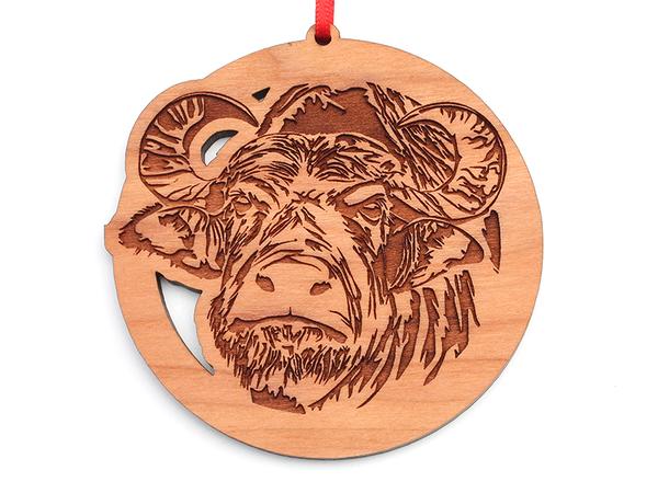 600x450 water buffalo face circle ornament nestled pines - Buffalo Face Drawing