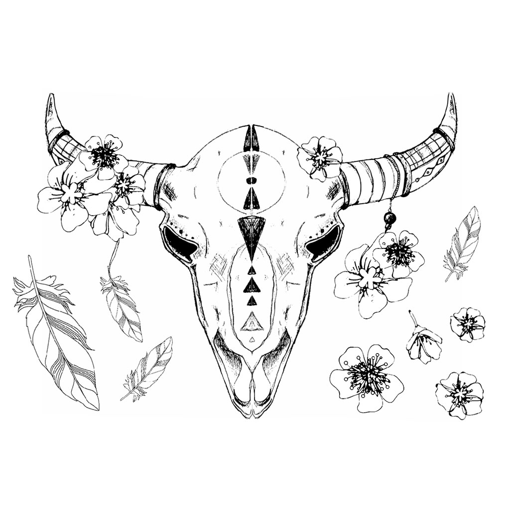 1024x1024 iron on transfer buffalo head - Buffalo Head Drawing