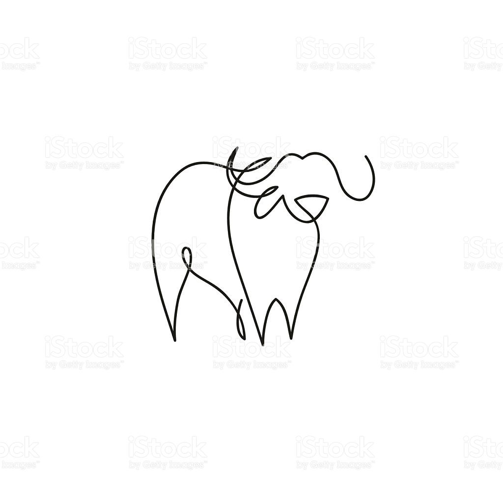 1024x1024 One Line Buffalo Design Silhouette Set Hand Drawn Vector - Buffalo Line Drawing