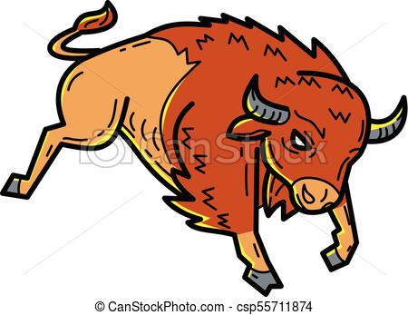 450x347 american buffalo jumping mono line mono line illustration - Buffalo Line Drawing