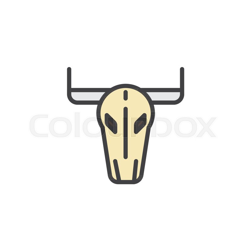 800x800 Bull Or Buffalo Skull Filled Outline Stock Vector Colourbox - Buffalo Outline Drawing