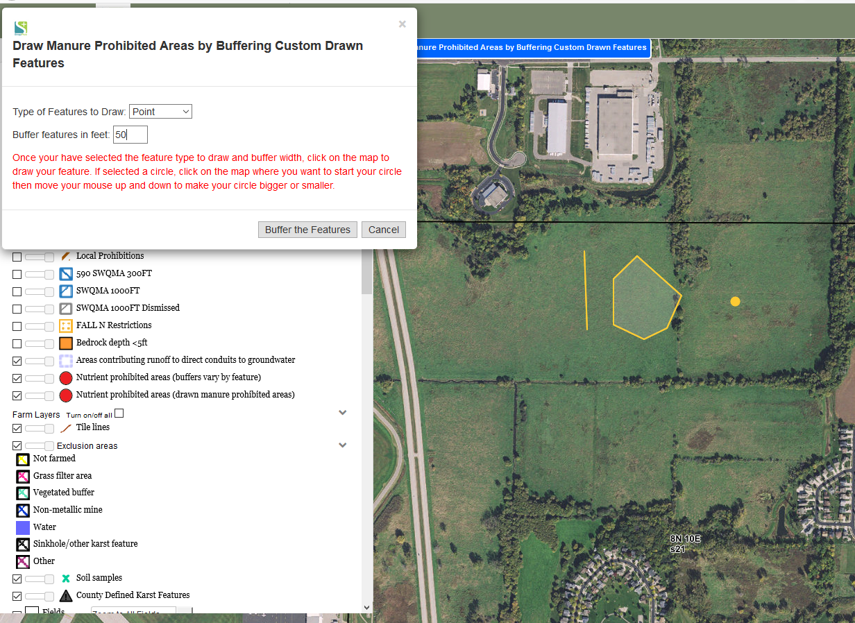 1232x898 drawing manure prohibited area - Buffer Drawing