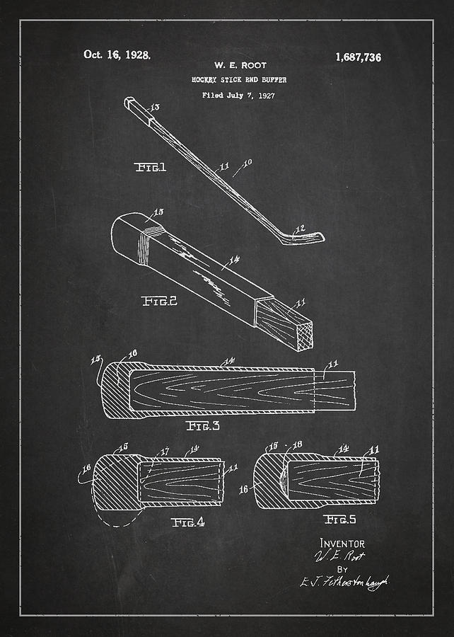 642x900 Hockey Stick And Buffer Patent Drawing From Digital Art - Buffer Drawing