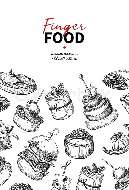 544x800 Finger Food Vector Drawing Catering Stock Vector Colourbox - Buffet Drawing