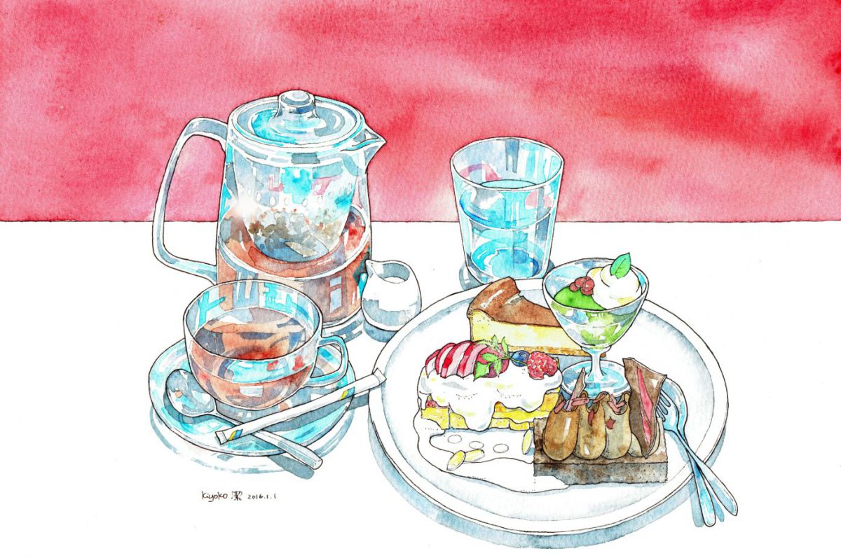1200x797 Kyoto Italian Three Dessert Buffet Kiyoko Yamaguchi Artworks - Buffet Drawing