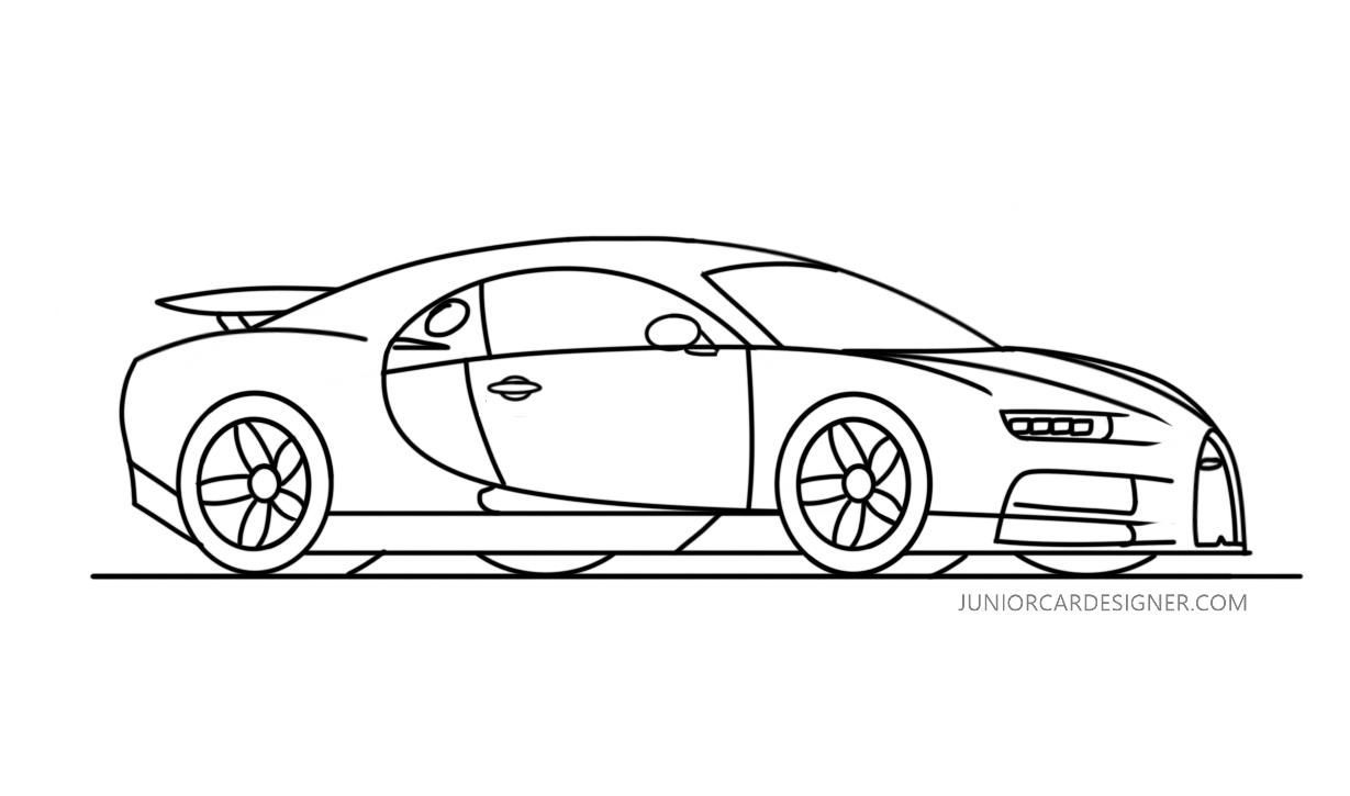 1229x725 how to draw a bugatti chiron - Bugatti Drawing