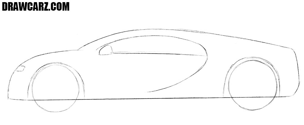 1000x411 how to draw a bugatti chiron drawcarz - Bugatti Drawing Step By Step