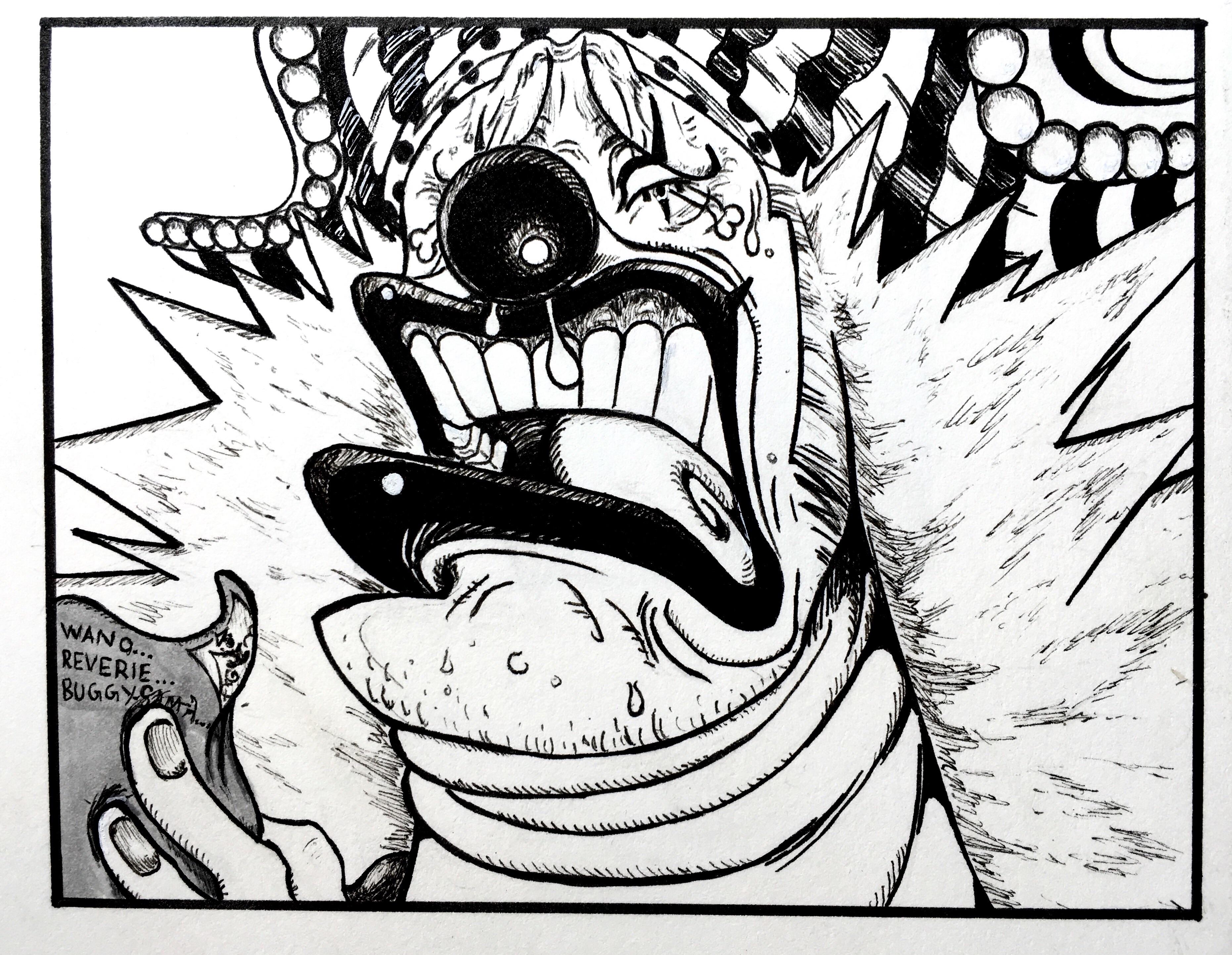 3723x2887 spoiler i attempted to draw buggy sama making face! onepiece - Buggy Drawing