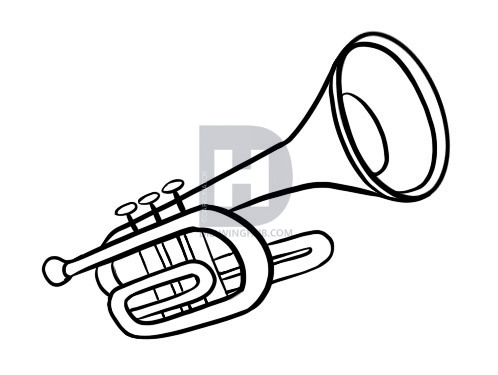498x375 How To Draw A Trumpet, Step - Bugle Drawing