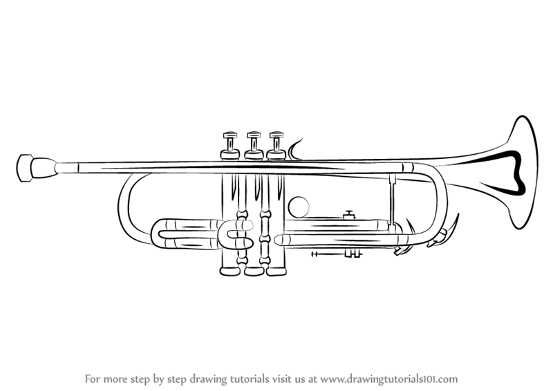 800x566 Trumpet Drawing Free Download - Bugle Drawing