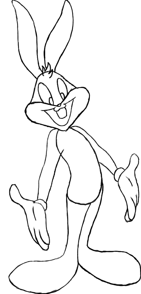 469x975 how to draw bugs bunny - Bugs Bunny Cartoon Drawing