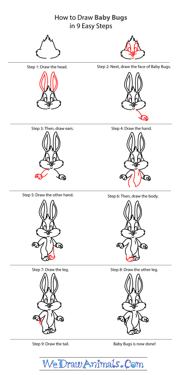600x1251 How To Draw Baby Bugs Bunny - Bugs Bunny Drawing