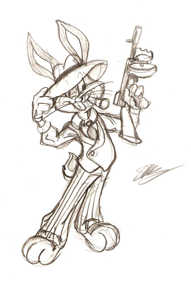 653x972 Wabbit Thug - Bugs Bunny Drawing