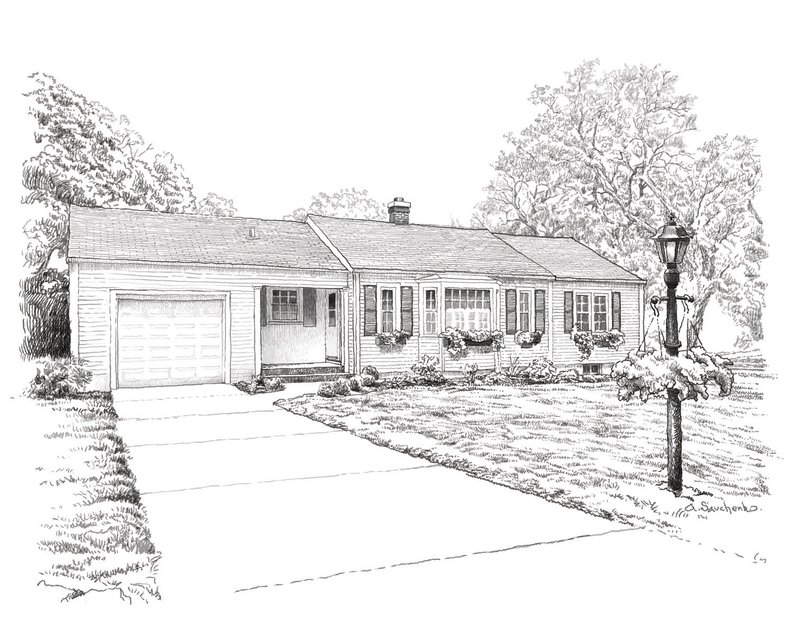 794x630 Custom House Drawing Digital My First Home Architectural Etsy - Building A House Drawing