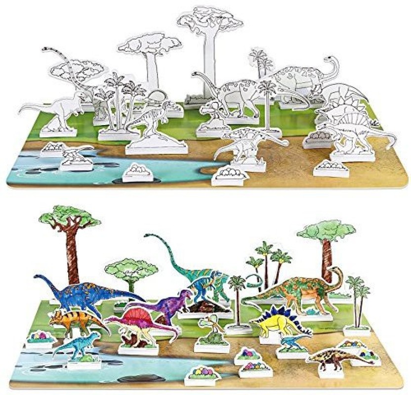 832x799 Kaim Dinosaur Park Drawing Puzzle Dinosaur Building Blocks Toy - Building Blocks Drawing