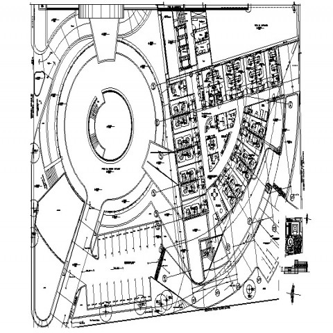 480x480 Commercial Co Operate Building Plan, Elevation And Section Dwg - Building Details Drawing