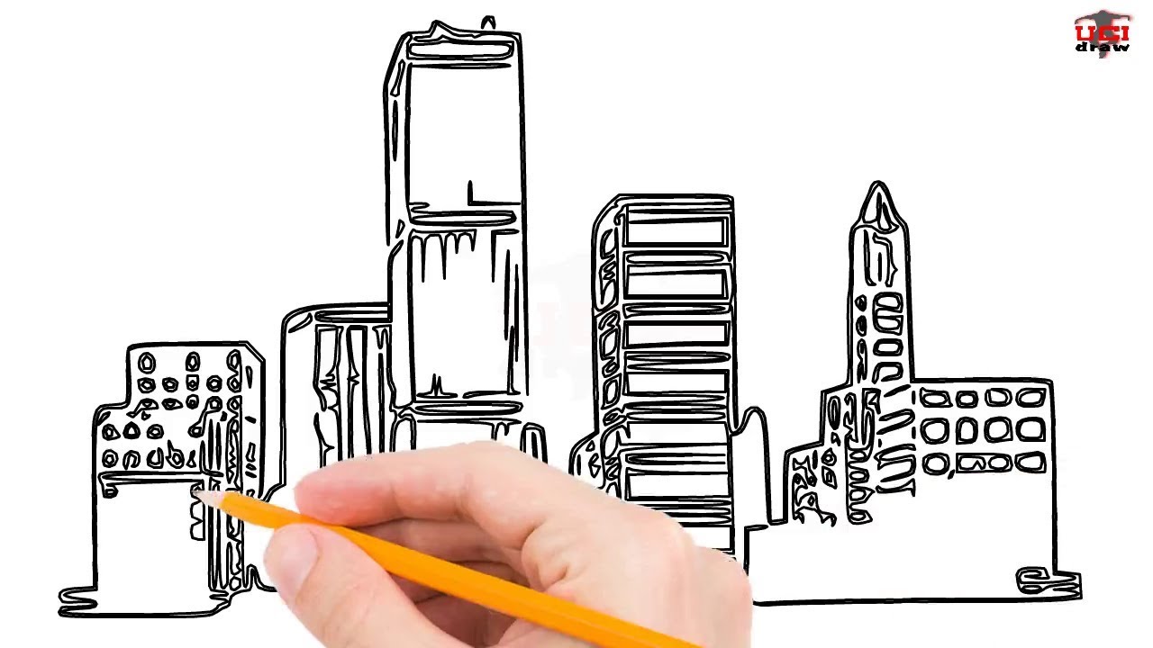1280x720 How To Draw Buildings Step - Building Drawing Easy