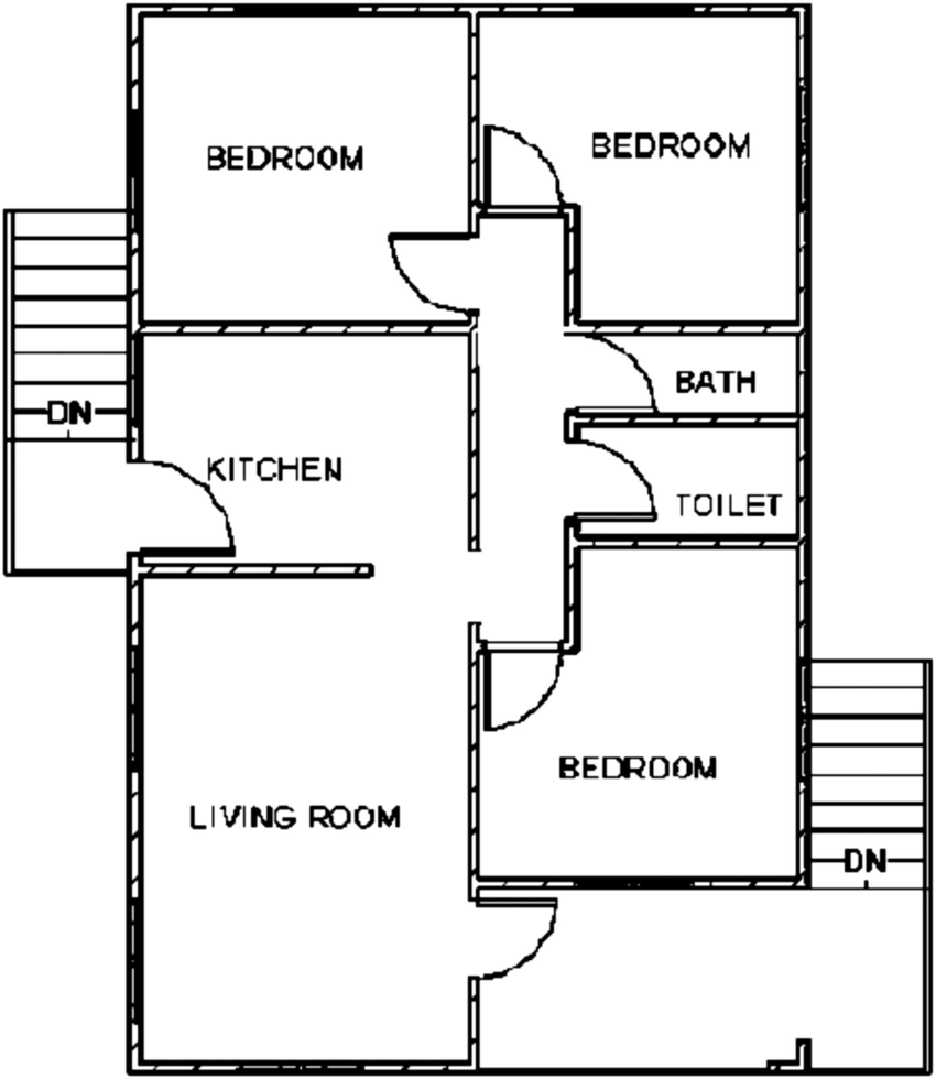 850x980 floor plan of a private single family residential building - Building Drawing Plan